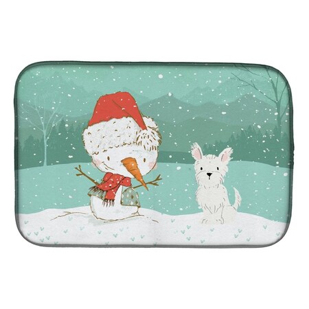 Carolines Treasures Westie Terrier Snowman Christmas Dish Drying Mat CK2097DDM